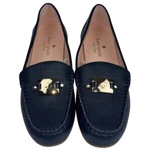 Kate Spade Size 9.5 Blue Leather New York Carmen Loafer Shoes Preppy Flats NEW